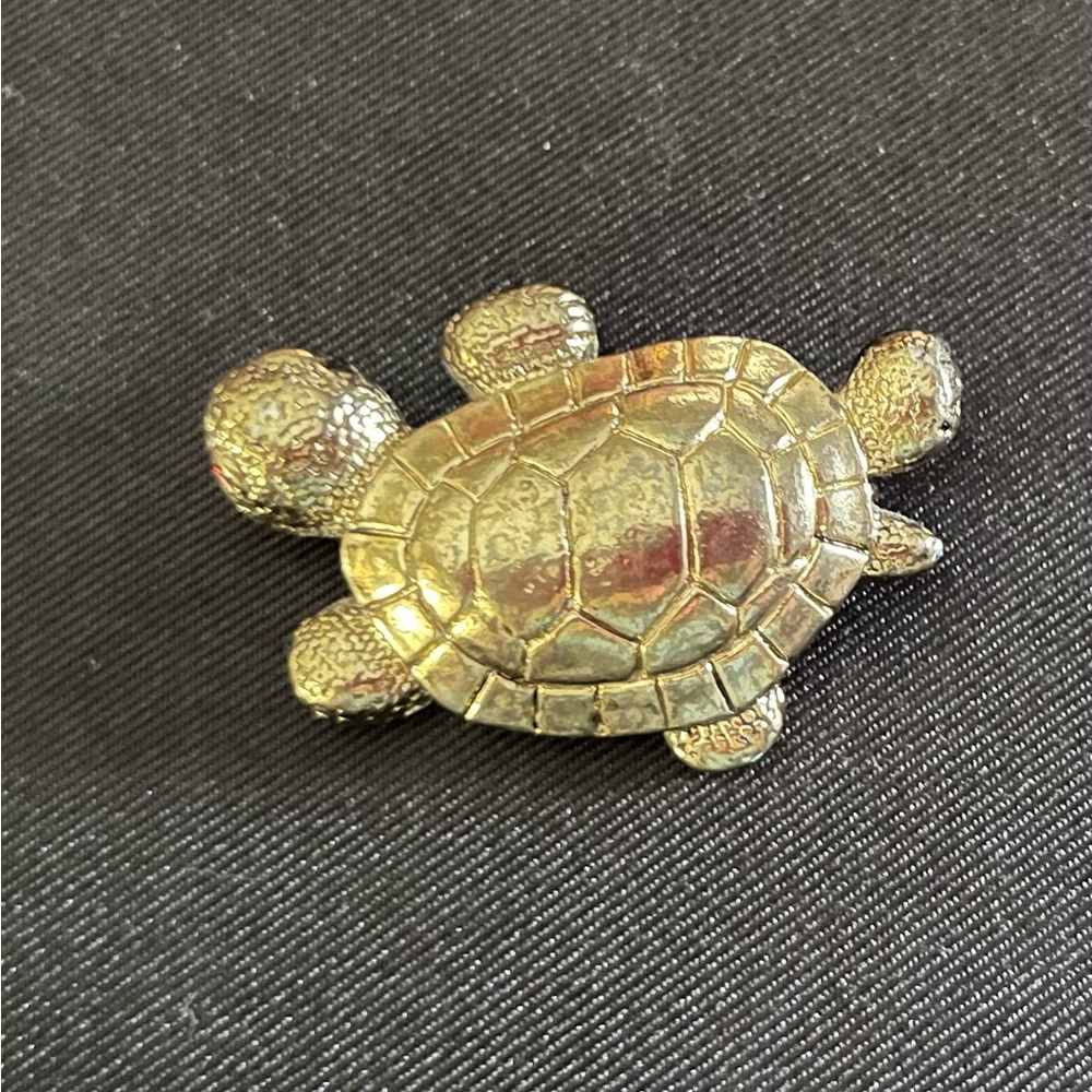 Vintage Turtle Brooch with Red Eyes